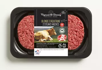 La filiale de Vivadour Vignasse & Donney vend en grande distribution des steaks hachés façon bouchère de blonde d'Aquitaine label Rouge. © Vignasse & Donney