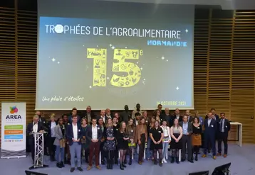 Les lauréats des trophées de l'agroalimentaire de l'Area Normandie, le jeudi 14 octobre 2021 à Caen.