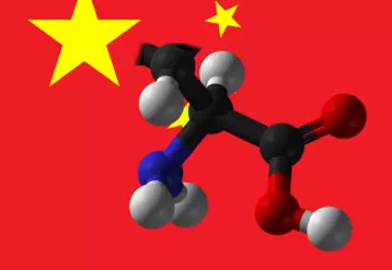 molécule de lysine sur un drapeau chinois