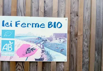 panneau ferme bio sur un mur