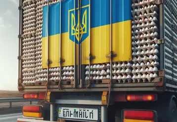 camion oeufs avec drapeau ukrainien