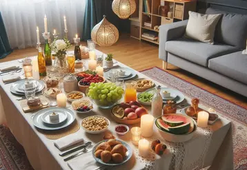 une table de repas de rupture du jeune pour le ramadan dans un appartement 