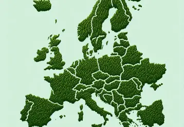 le contour de la carte de l'Union européenne en vert, esprit simple et naturel