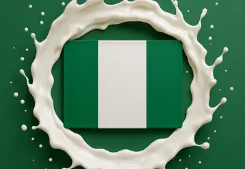 drapeau nigérian entouré de lait 