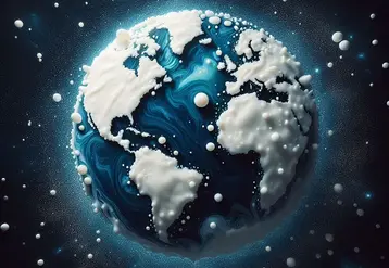 une planète terre dessinée en gouttes de lait