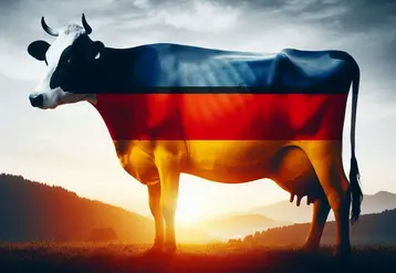 une silhouette de vache laitière dans laquelle on voit le drapeau allemand