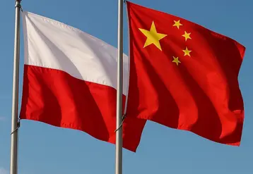 le drapeau de la pologne et celui de la chine cote à cote