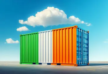 un conteneur peint aux couleurs du drapeau irlandais