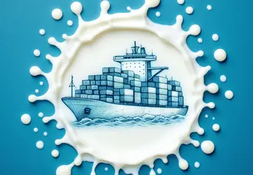 porte conteneur dans une goutte de lait