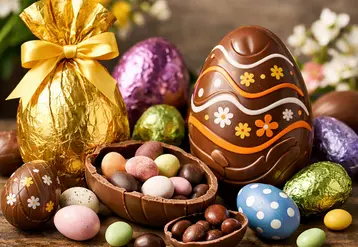 Œufs en chocolat de Pâques colorés