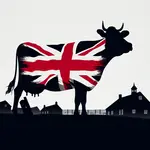 une silhouette de vache dans laquelle on voit le drapeau du royaume uni