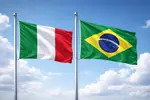 Drapeaux italien et brésilien au vent