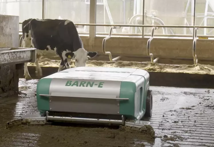Robot racleur Barn-E en action