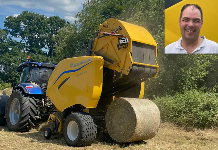 <em class="placeholder">Charly Macé, agriculteur et entrepreneur de travaux agricoles dans le Calvados, essayeur de la presse à balles rondes New Holland Pro-Belt 165 </em>