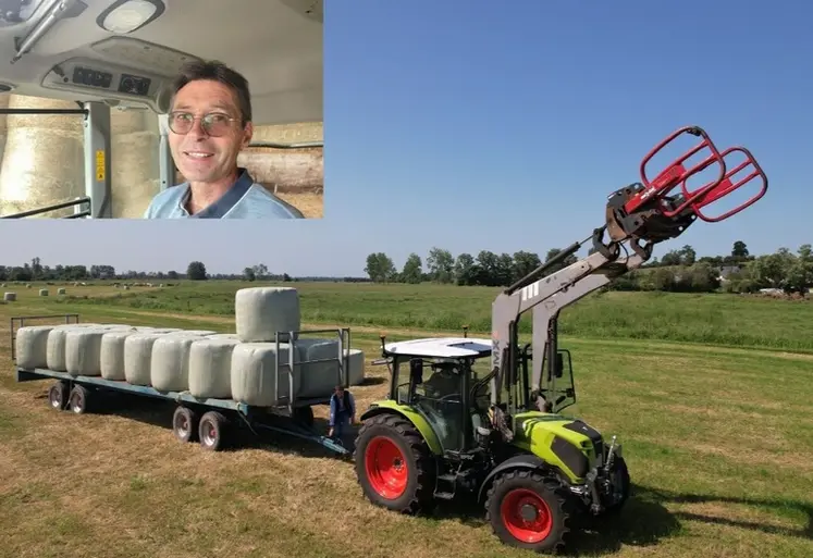 <em class="placeholder">Tracteur Claas Axos 3.105 avec chargeur frontal MX et plateau fourrager Lenormand à 4 essieux </em>