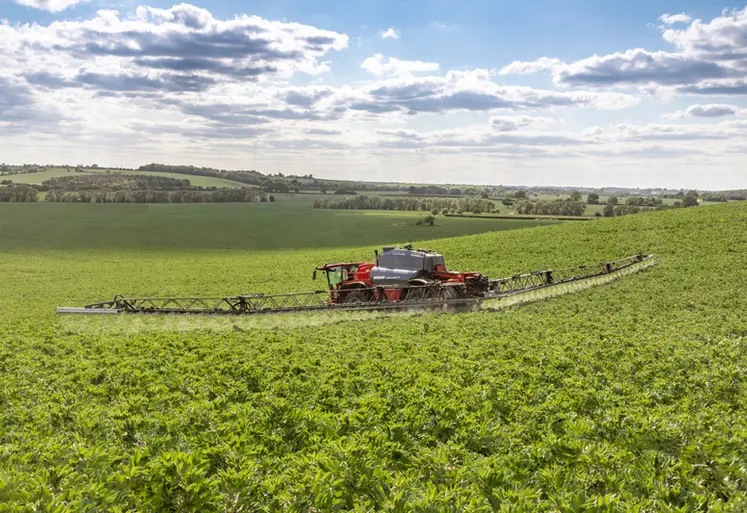 <em class="placeholder">Pulvérisateur automoteur Horsch Leeb au travail avec dispositif Boom Control Pro Plus de contrôle de la hauteur de rampe.</em>