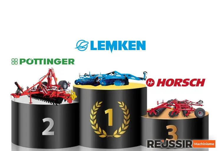 Podium avec déchaumeurs à disques indépendants Pöttinger, Lemken et Horsch