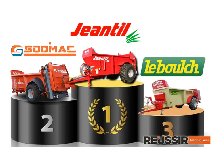 Epandeurs de fumier Jeantil, Sodimac et Leboulch sur un podium