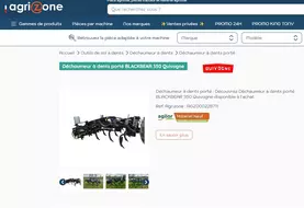 Site internet Agrizone avec déchaumeur à dents porté Blackbear 350 de Quivogne