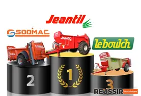 Epandeurs de fumier Jeantil, Sodimac et Leboulch sur un podium