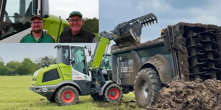 Guillaume et Joseph-François Lemesle, associés du Gaec de la Branchette à Argentré-du-Plessis (Ille-et-Vilaine), ont testé la chargeuse Claas Torion 738 T Sinus durant une semaine. 