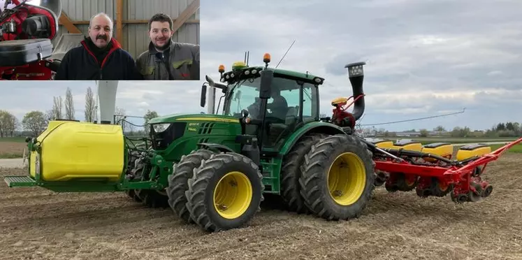 Denis et Nicolas Clauss, agriculteurs en Alsace, ont investi en commun dans un semoir Väderstad Tempo qu’ils ont équipé d’un système de fertilisation liquide localisée Pulvejust.