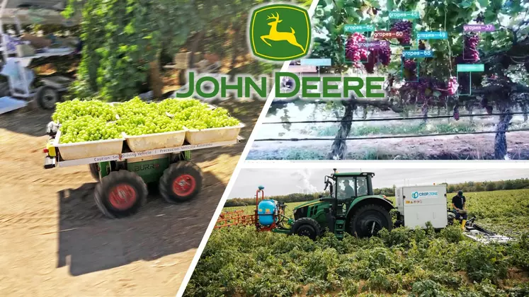 Dans le cadre du programme Startup Collaborator 2022, John Deere a sélectionné sept startups dont Burro qui s'intéresse aux robots viticoles et Cropzone qui désherbe électriquement. 