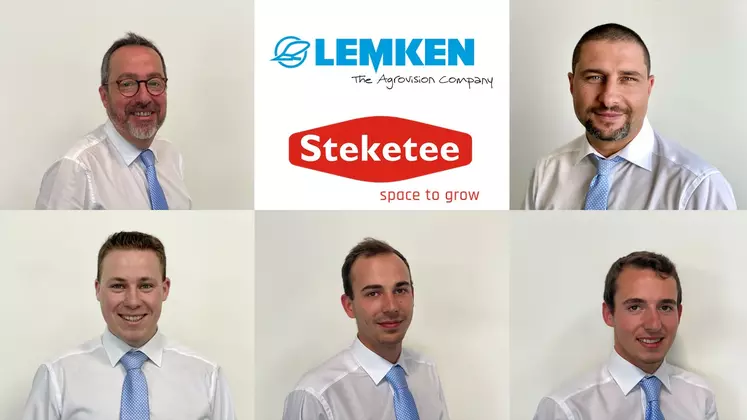 Recrues de Lemken France. En haut : Olivier Gourdeau et Nicolas Arnold, en bas : Pierre Ruckebusch, Léo Lesage et Florentin Roux.