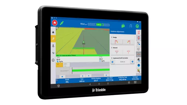 La console Trimble GFX-1060 intègre un écran tactile de 10 pouces.