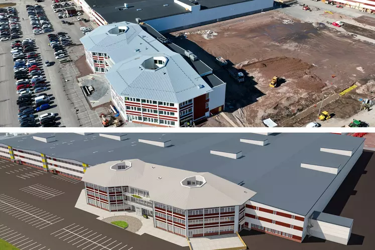 A Väderstad (Suède), le fabricant éponyme d'outils de travail du sol et de semis va construire deux nouveaux bâtiments derrière les nouveaux bureaux et le centre de formation en cours de finition.