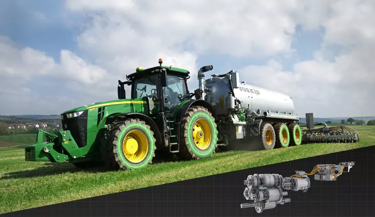 John Deere propose une transmission à variation continue électro-mécanique.