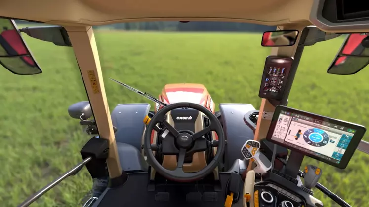 La nouvelle génération de tracteurs Case IH Optum dispose d'un tableau de bord déplacé sur l montant avant droit.