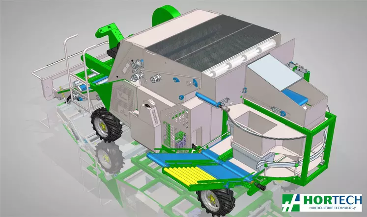 Conçue pour la récolte de la salade, l’automotrice Ventum d’Hortech combine les étapes de ramassage, de nettoyage, de pesage et d'emballage.