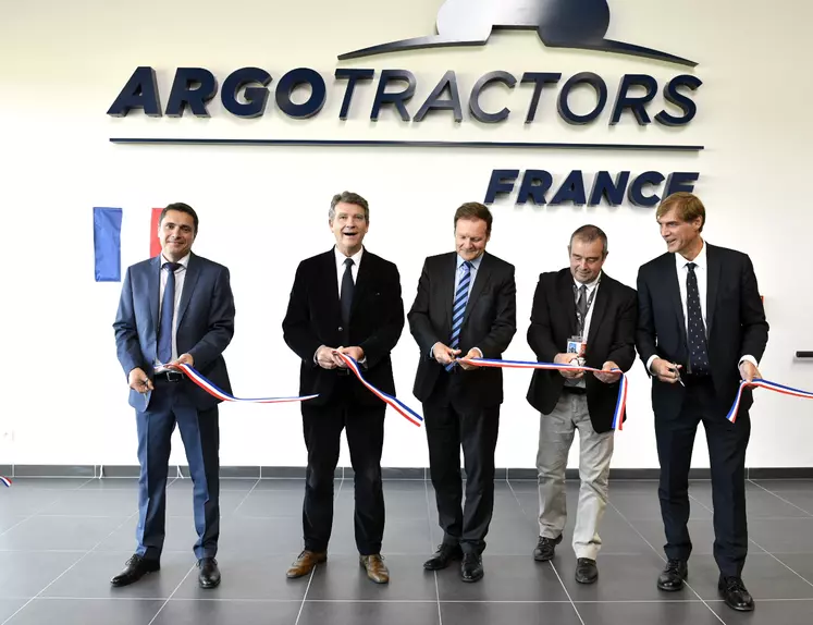 Inauguration d’Argo France avec Jean Luc Fernandez, Arnaud Montebourg, Frédéric Martin, Dominique Berger et de Simeone Morra.