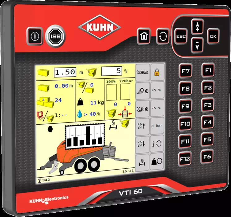 Le terminal Isobus VTI 60 de Kuhn est doté d’un écran tactile de 5,7 pouces associé à 12 touches.