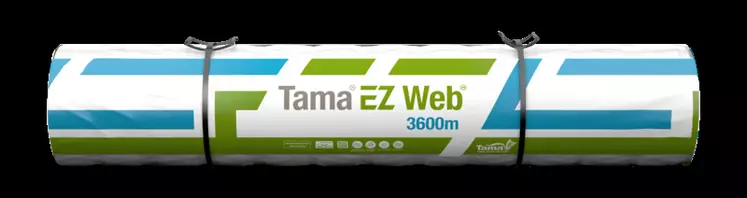 L’EZ Web de Tama est conditionné en rouleau de 3 600 m de long, de 123 cm large et de 24 cm de diamètre. 