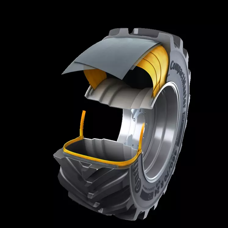 Les pneus pour chargeurs télescopiques Continental CompactMaster AG et EM bénéficient d'une double ceinture acier.