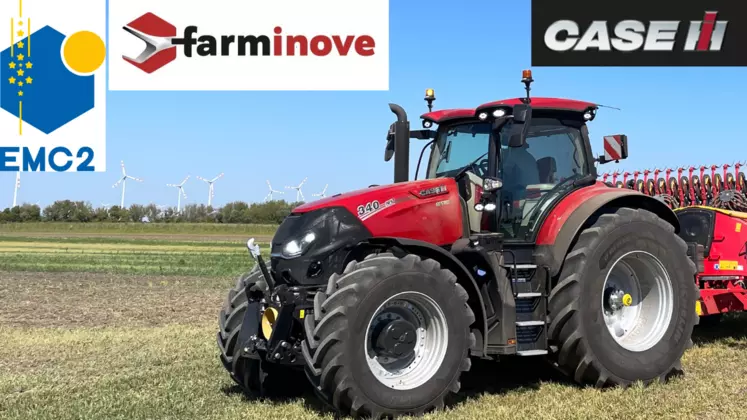 Tracteur Case IH Optul 340 avec semoir Väderstad