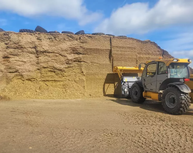 Le godet désileur Emily doté d'un rotor de grand diamètre dispose en option d'une inversion du sens de rotation facilitant le chargement aux extrémités du tas d'ensilage.