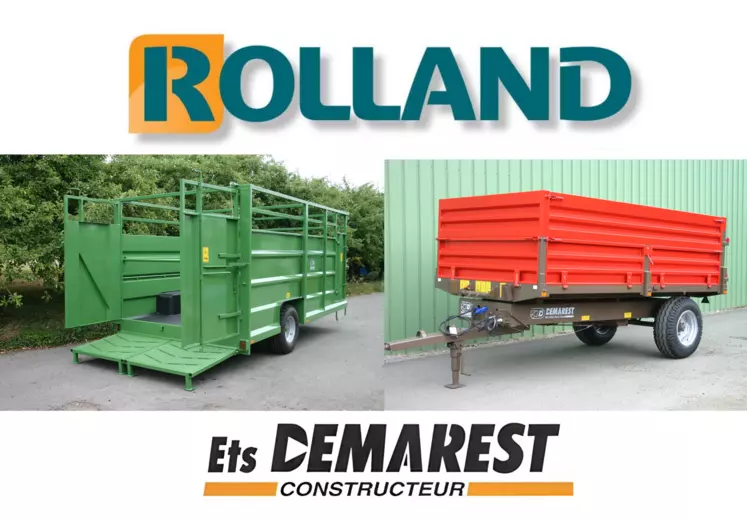 logo Rolland et Demarest avec photo de bétaillere et remorque