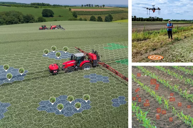 Pulvérisateurs porté et traîné Kverneland en pulvérisation ultralocalisée et drone en vol