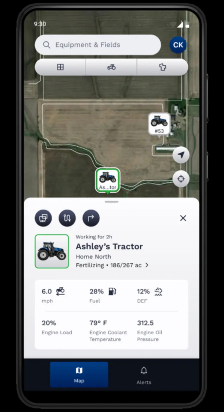 <em class="placeholder">L&#039;application FieldOps de CNH donne accès en temps réel aux données des tracteurs et automoteurs équipés de la télématique de dernière génération.</em>
