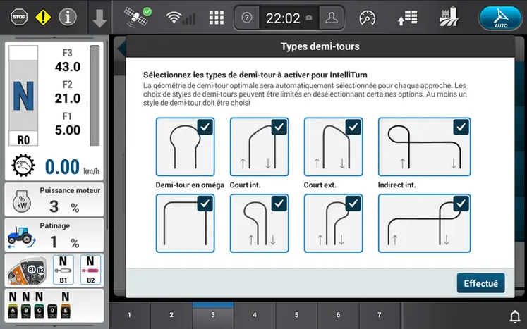 <em class="placeholder">Différentes stratégies de trajectoire pour le demi-tour automatiques proposées par New Holland </em>