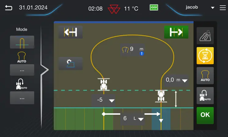 <em class="placeholder">Vue de console GPS Massey Ferguson avec matérialisation des demi-tours automatiques</em>