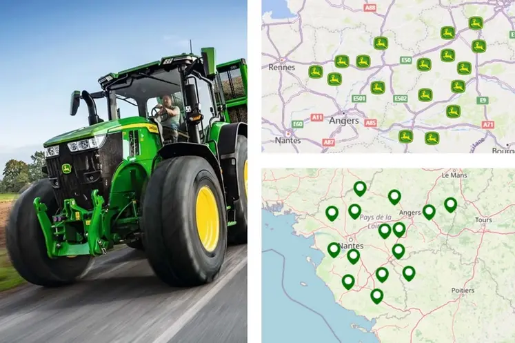 <em class="placeholder">Carte de distribution des concessions BPM Agri (en bas), Chesneau et Chesneau Ouest Agri (en bas).</em>