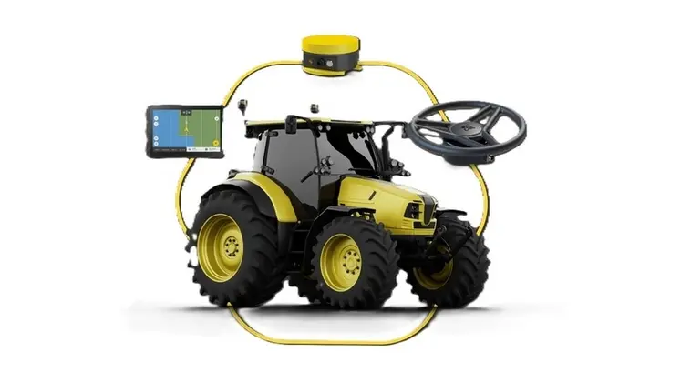 <em class="placeholder">Tracteur avec volant d&#039;autoguidage GPS et terminal Fieldbee</em>