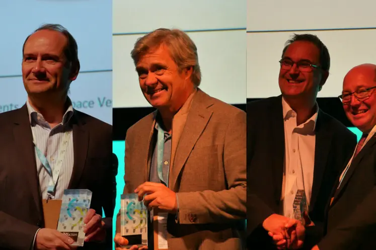 <em class="placeholder">Franck Adam, Kverneland France, Robert Dorsemagen, Horsch France et Jean-Christophe Regnier, Lemken France.</em>