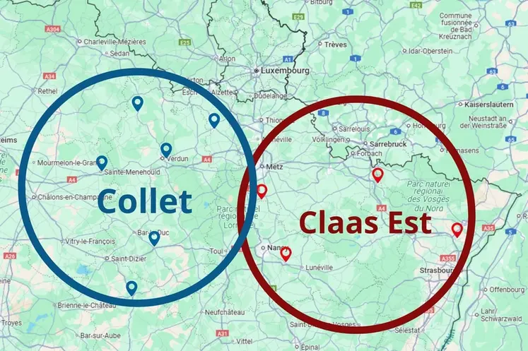 <em class="placeholder">Carte indiquant la position des concessions de Collet et Claas Est.</em>