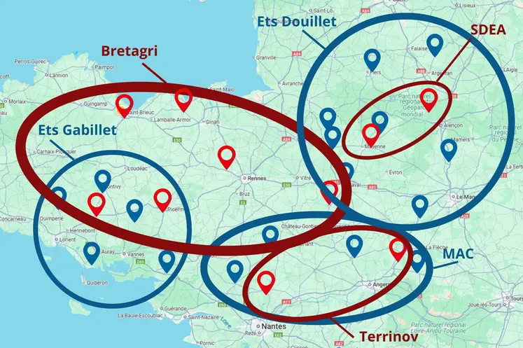 Les cinq concessions et les bases de la filiale agricole d'Emil Frey France