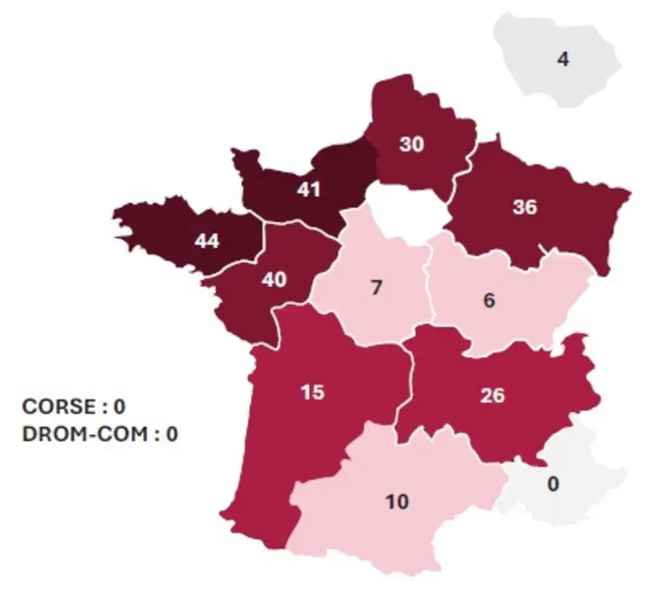 Immatriculations par régions des ensileuses automotrices en 2024